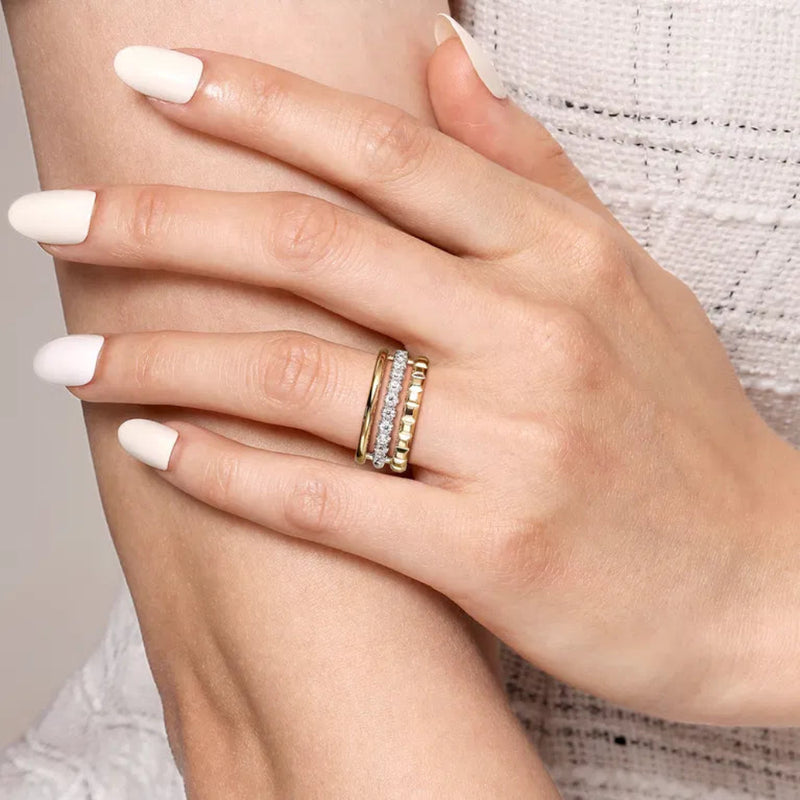 14K TT Gold 0.33ctw G-H/SI2 Triple Row Diamond Ring