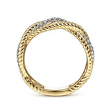 14K Y Gold 0.17ctw Diamond Twist Rope Ring