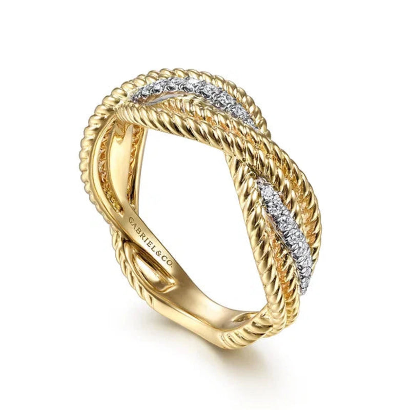 14K Y Gold 0.17ctw Diamond Twist Rope Ring