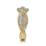 14K Y Gold 0.17ctw Diamond Twist Rope Ring