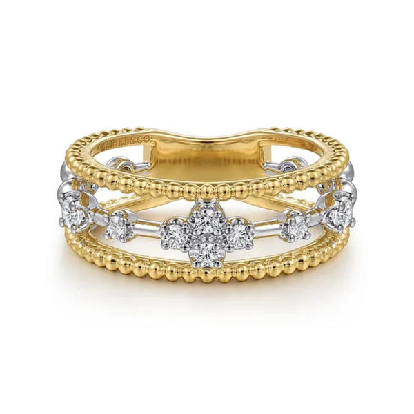 14K Y Gold 0.25ctw Beaded Diamond Ring