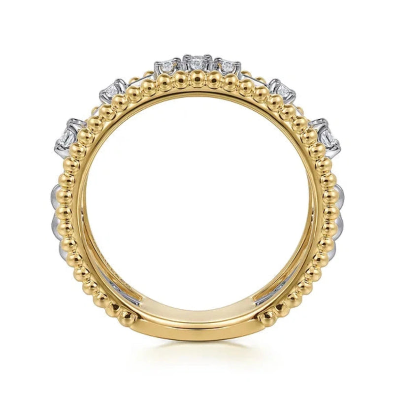 14K Y Gold 0.25ctw Beaded Diamond Ring