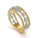 14K Y Gold 0.25ctw Beaded Diamond Ring