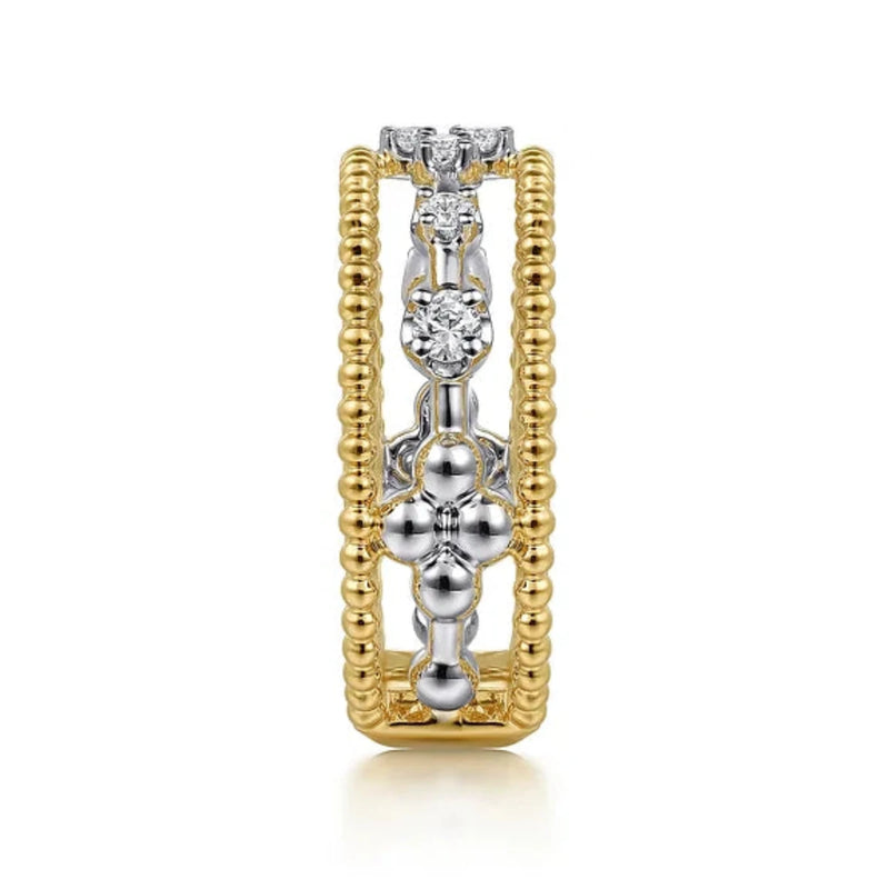 14K Y Gold 0.25ctw Beaded Diamond Ring