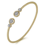 14K Y Gold 0.25ctw Diamond Beaded Flex Bangle - Walter Bauman Jewelers