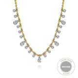 14K Y Gold Beaded Necklace with 0.50ctw Diamond Drops