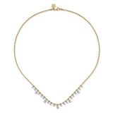 14K Y Gold Beaded Necklace with 0.50ctw Diamond Drops