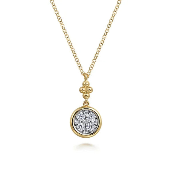 14K Y Gold 0.25cttw Round Diamond Cluster Pendant