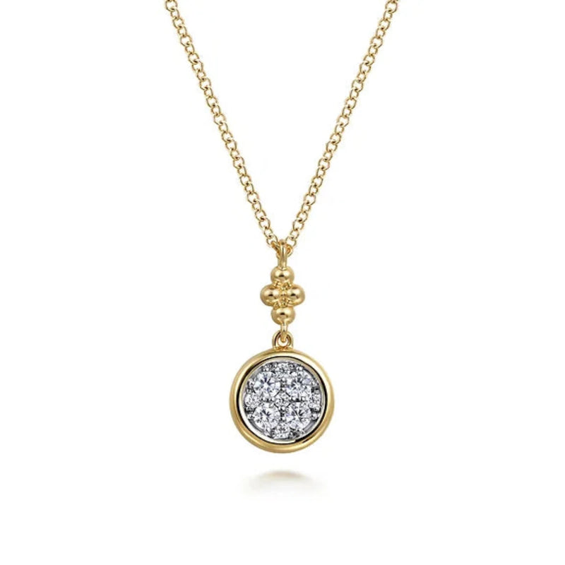 14K Y Gold 0.25cttw Round Diamond Cluster Pendant