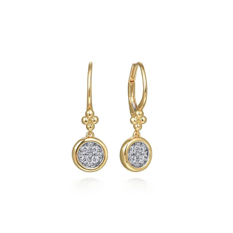 14K Y Gold 0.30ctw Lever back Cluster Diamond Earrings