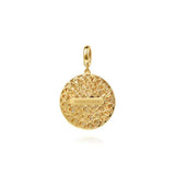 14K Y Gold 0.15ctw Diamond Dia Cut Moon Star Enamel Medallion
