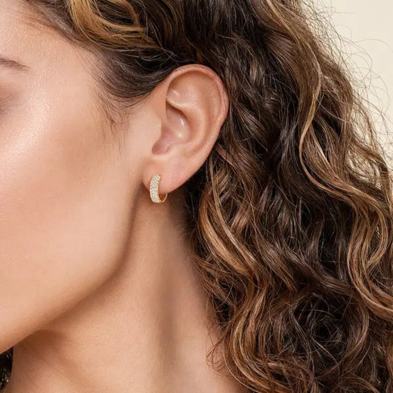 14KY Gold .55ctw 15mm Diamond Huggie Earrings