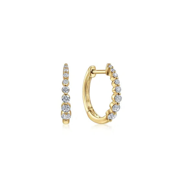 14K Y Gold 0.26ctw I/SI2 15mm Diamond Huggie Hoop Earrings