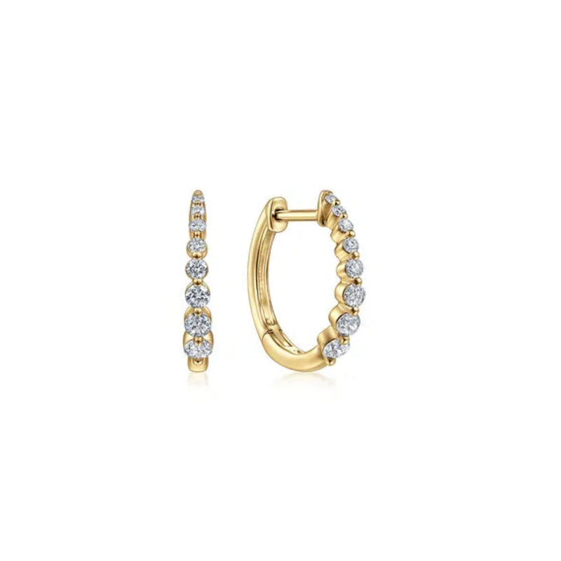 14K Y Gold 0.26ctw I/SI2 15mm Diamond Huggie Hoop Earrings