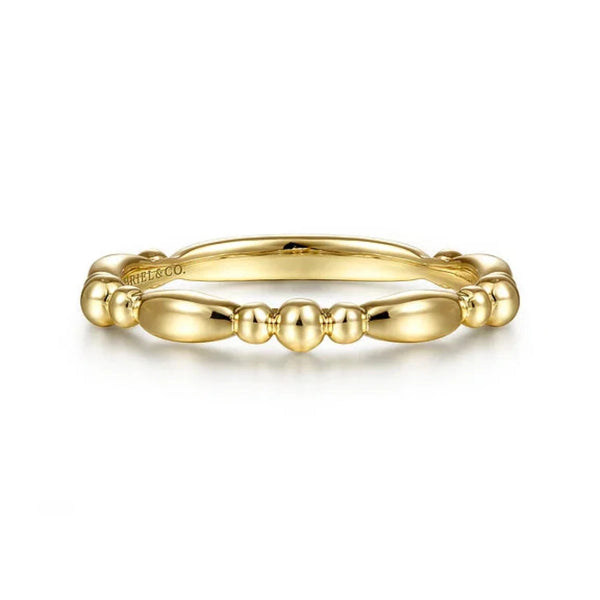 14K Y Gold Alternating Bar and Bead Stackable Ring