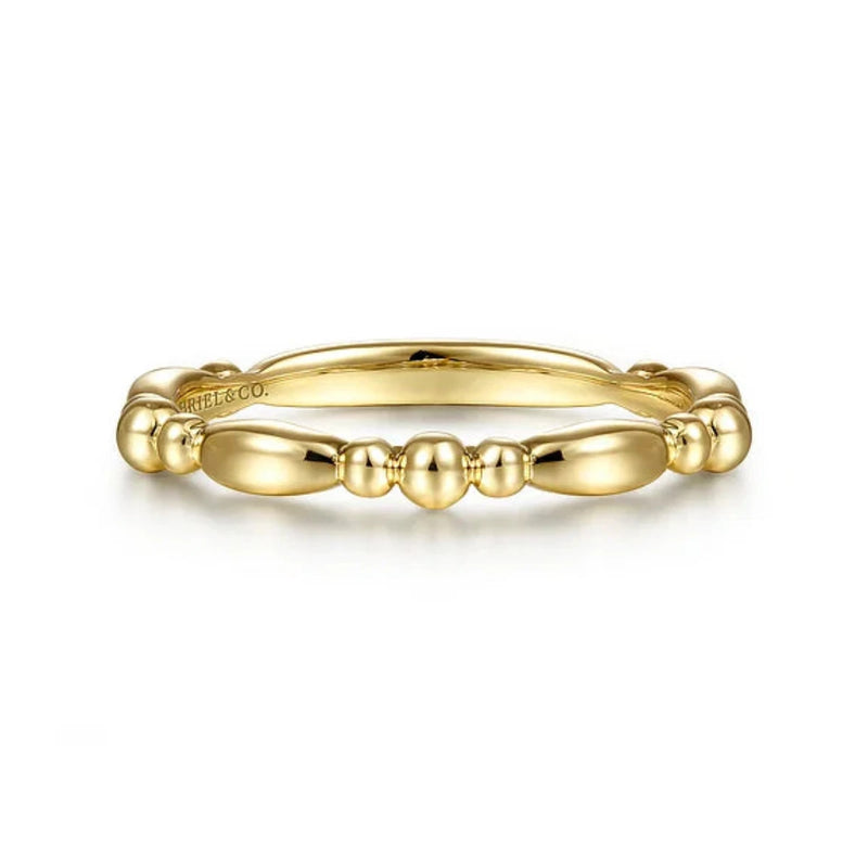 14K Y Gold Alternating Bar and Bead Stackable Ring