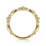 14K Y Gold Alternating Bar and Bead Stackable Ring