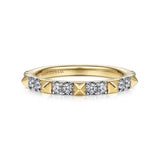 14K Y Gold 0.26ctw Alternating Diamond and Pyramid Stackable Ring