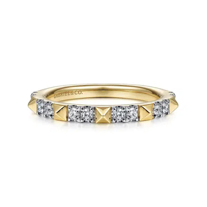 14K Y Gold 0.26ctw Alternating Diamond and Pyramid Stackable Ring