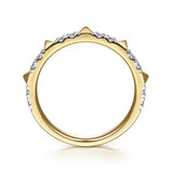 14K Y Gold 0.26ctw Alternating Diamond and Pyramid Stackable Ring