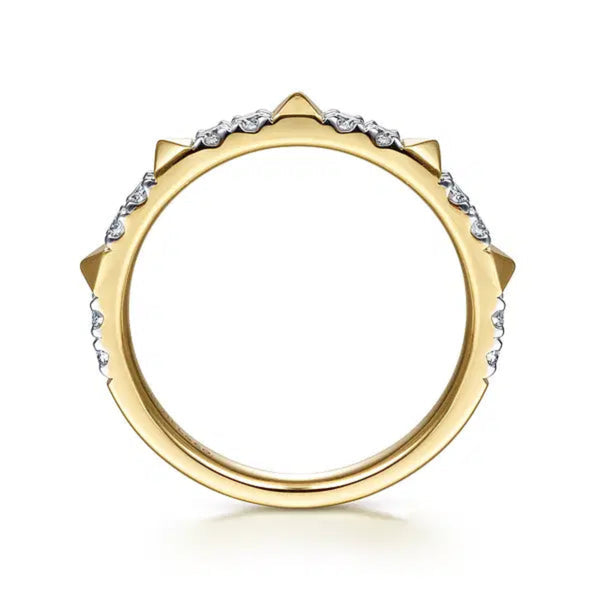 14K Y Gold 0.26ctw Alternating Diamond and Pyramid Stackable Ring