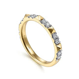 14K Y Gold 0.26ctw Alternating Diamond and Pyramid Stackable Ring