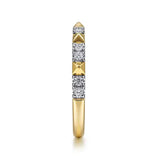 14K Y Gold 0.26ctw Alternating Diamond and Pyramid Stackable Ring