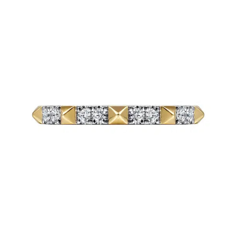 14K Y Gold 0.26ctw Alternating Diamond and Pyramid Stackable Ring