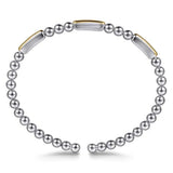 SS Two-Tone Three Station Bar Beaded Bangle Bracelet