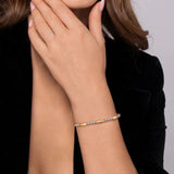 SS Two-Tone Three Station Bar Beaded Bangle Bracelet