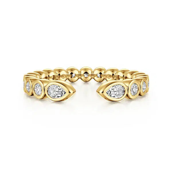 14K Y Gold 0.49ctw G/SI1 Bezel Set Pear and Round Open Diamond Eternity Band