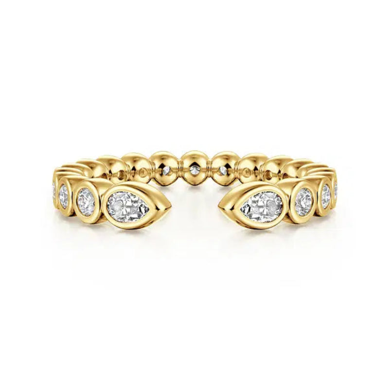 14K Y Gold 0.49ctw G/SI1 Bezel Set Pear and Round Open Diamond Eternity Band