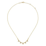 14K Y Gold Beaded Necklace with Diamond 0.15ctw Diamond Drops