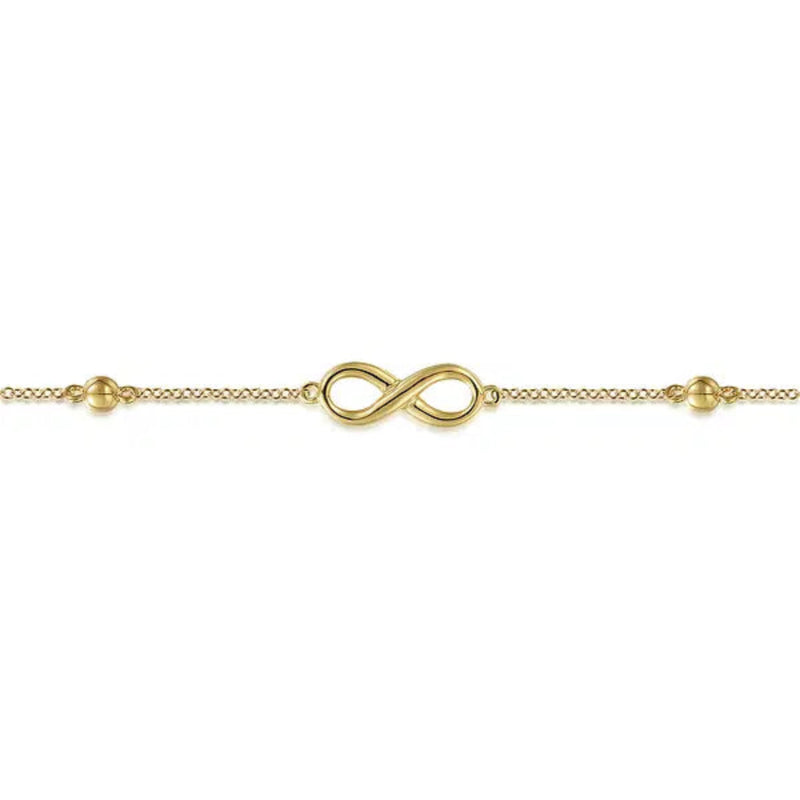 14K Y Gold 7" Beaded Bracelet with Infinity Station