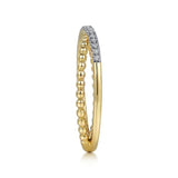 14K Y Gold 0.10ctw Pave Diamond Beaded Crossover Ring