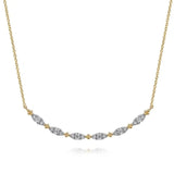 14K Y Gold 0.32ctw 17.5" Curved Bar Diamond Necklace