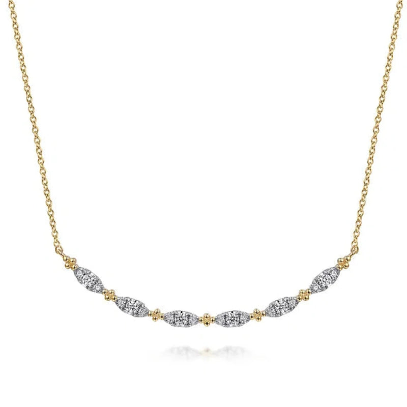 14K Y Gold 0.32ctw 17.5" Curved Bar Diamond Necklace