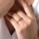 14K Y Gold 0.02cttw Dainty Evil Eye Diamond Ring