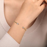 14K Y Gold 0.26ctw G/SI2 Diamond Beaded Flex Bangle Pear Shape Ends
