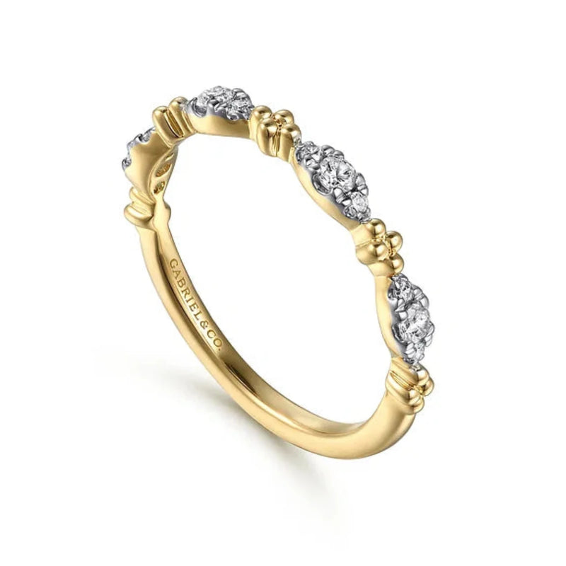 14K Y Gold 0.20ctw Diamond Marquise Shape Stack Ring