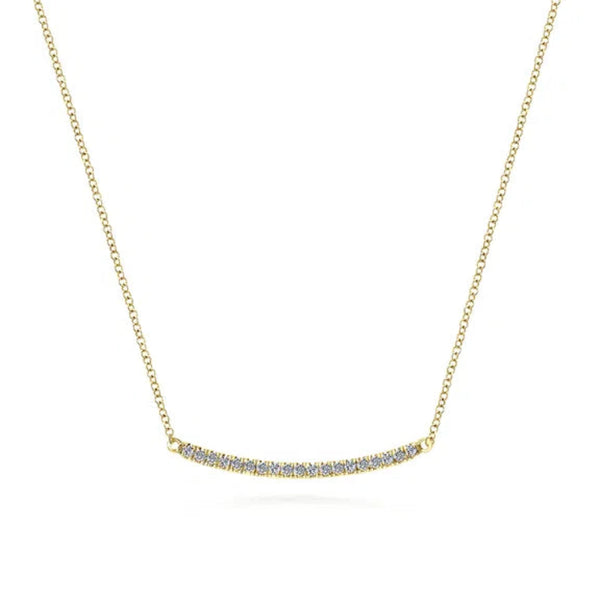 14K Y Gold 0.20ctw 18" G/SI2 Diamond Curved Bar Necklace