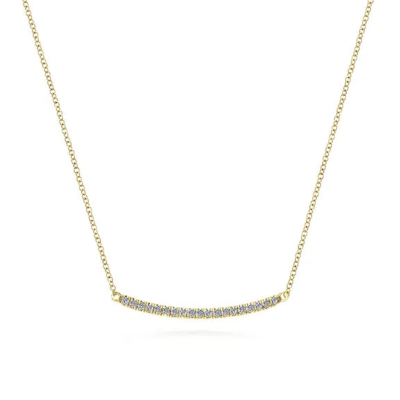 14K Y Gold 0.20ctw 18" G/SI2 Diamond Curved Bar Necklace