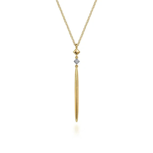 14K Y Gold 0.03ctw Diamond Long Drop Pendant