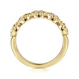 14K Y Gold 0.20ctw G-H/SI2 Beaded Round Diamond Station Ring