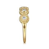 14K Y Gold 0.20ctw G-H/SI2 Beaded Round Diamond Station Ring