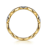 14K Y Gold 0.21ctw G/SI2 Diamond Marquise Shape Wave Design Ring