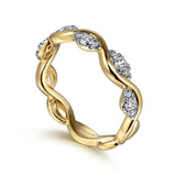 14K Y Gold 0.21ctw G/SI2 Diamond Marquise Shape Wave Design Ring