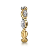 14K Y Gold 0.21ctw G/SI2 Diamond Marquise Shape Wave Design Ring