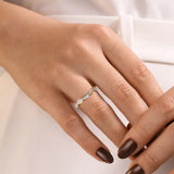 14K Y Gold 0.21ctw G/SI2 Diamond Marquise Shape Wave Design Ring