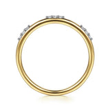 14K Y Gold 0.07ctw 1.8mm G/SI2 Ring with Diamond Stations